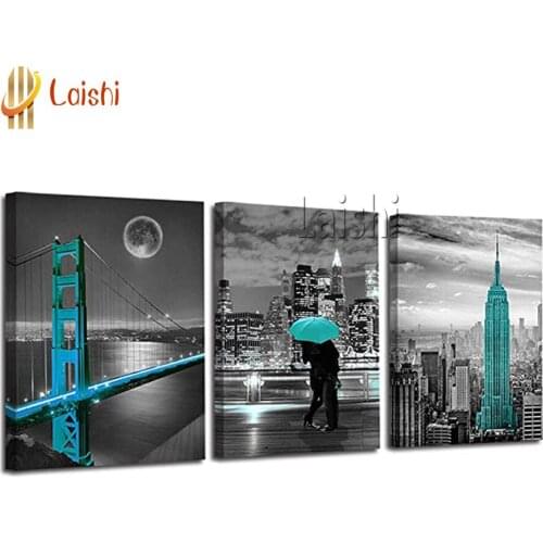 3pcs Diamond Painting Golden Gate Bridge New York City diamond mosaic full square diamond embroidery cross stitch home decor