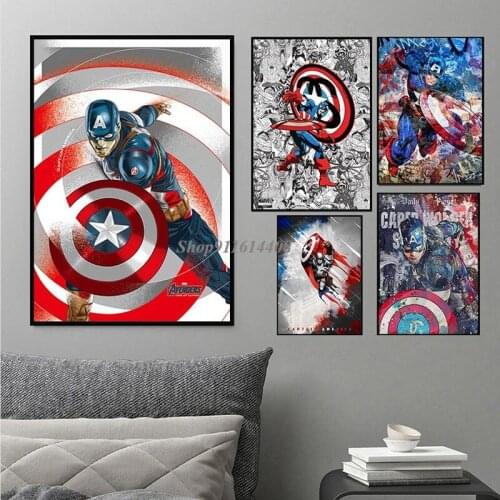 Marvel Wall Art Poster Canvas Painting Superhero Captain America Room Wall Decor Picture Canvas Prints Decoration for Home Decor
