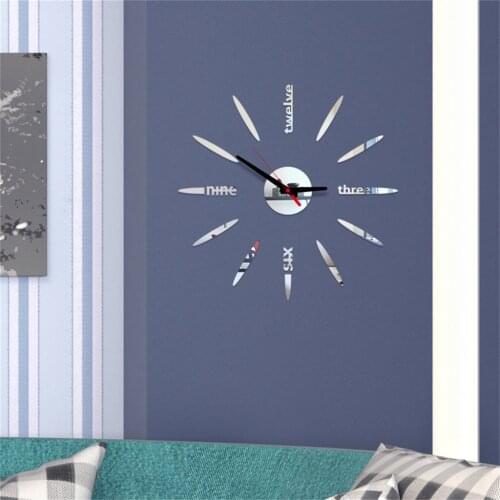 Wall Clock 3D DIY Numbers Acrylic Mirrors Wall Sticker Clocks For Living Room Bedroom Decor Military Quartz Watch 19MAR13