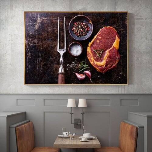 Delicious Steak Food Photo Wall Decor Modern Canvas Painting Fashion Poster Wall Art Mural Dining Room Restaurant Tableaux Salon