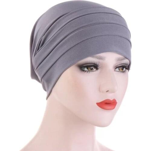 2020 New turbans for women arab headwrap hat bonnet soild color underscarf caps female inner hijabs turban femme musulman