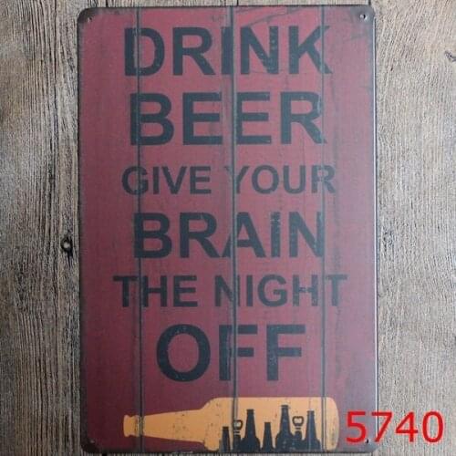 Drink Beer Give Your Brain Tin Sign Metal Plate Iron Painting Kids Room Wall Bar Home Art Craft Decor 20*30cm