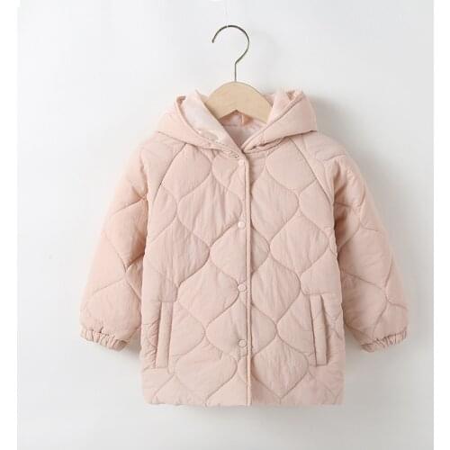 Girls Autumn And Winter Thin Cotton-Padded Clothes Childrens Clothing Girls' Hooded Thin Cotton-Padded Clothes