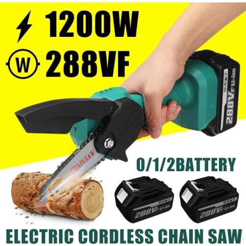 NEW 288VF 4 Inch Brushless Electric Chain Saw With 2 Battery Rechargeable One-handed Woodworking Pruning for Makita 18V Battery