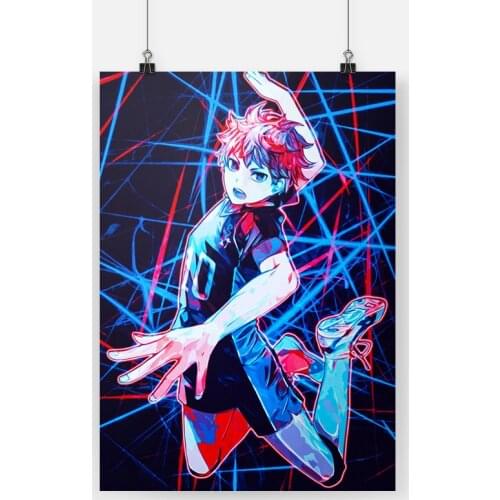 Haikyuu Hinata Shoyo Anime Poster Wooden Frame Canvas Framed Painting Wall Art Decor Living Room Study Home Decoration Prints