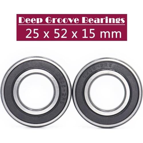 6205RS Bearing ABEC-3 (2 PCS) 25x52x15 mm Deep Groove 6205-2RS Ball Bearings 6205RZ 180205 RZ RS 6205 2RS EMQ Quality
