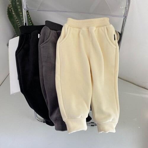 Island Fleece Boys Casual Pants 2020 Autumn and Winter Childrens Kindergarten Beam Foot Trousers Baby Sports Pants Jogging Pant