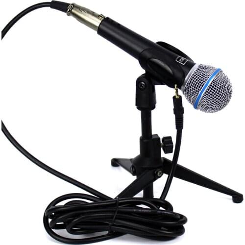 Professional Handheld Cardioid Dynamic Wired Microphone 3.5mm Plug Mic Stand For Beta58a Computer PC KTV Karaoke System Mixer