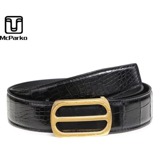 McParko Designer Belt Men Genuine Leather Crocodile Belt For Men 2021 New Luxury Brand Waist Belts Business Man Gift Custom Name