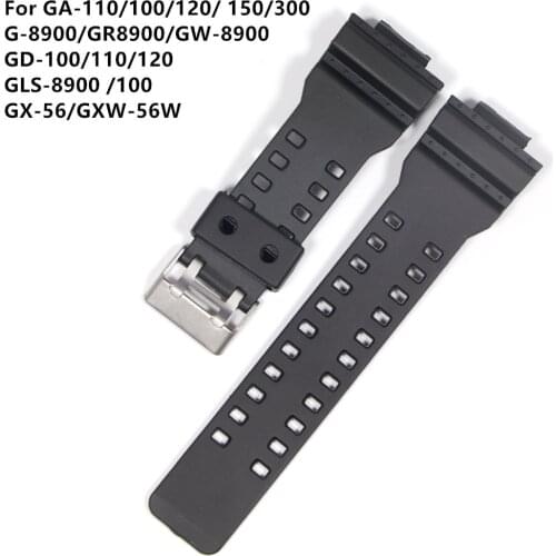 16mm Silicone Rubber Watch Band Strap Fit For-Casio G Shock Replacement Black Waterproof Watchbands Accessories