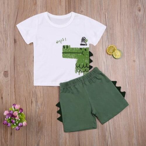 Dinosaur Printed Kids Baby Boys Clothes Sets 2021 Summer Short Sleeve T-shirts and Shorts Casual Loose Children Outfits 1-6Y