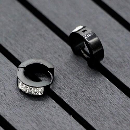 Y166 Earrings Stainless Steel Rhinestone Fashion Jewelry Ears Pierced For Men Women