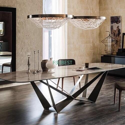 Nordic Table Modern Simple Light Luxury Marble Table Rectangular Rock Plate Dining Table Household Black