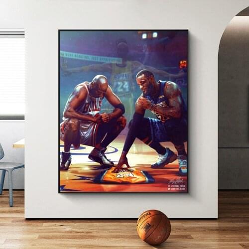 Modern Basketball Star Canvas Painting Printed on the Wall Art Kobe and James Picture for Room Wall Quadros Home Posters Decor