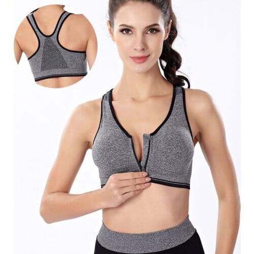Front zipper shock-proof sports bra for women Push Up Brassiere Breathable Gym Fitness Athletic Running Yoga Bh Sport Tops bras