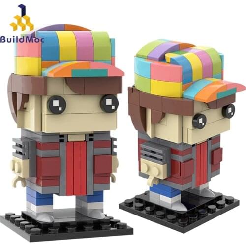 Buildmoc Movie Brickheadz Back to the Futured Marty McFly Figures Doll Building Blocks Bricks Educational Toys For Kid Boys Gift