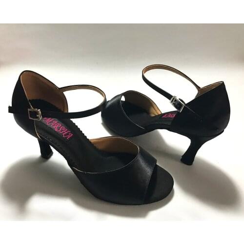 7.5cm heel Elegant Latin Dance Shoes For women Salsa shoes pratice shoes comfortable latin shoes MS6205BL low heel available