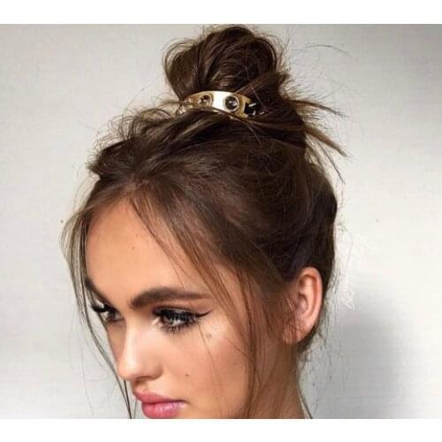 Original Crystal Top Knot Hair Accessories For Women 2020 Unique Gold Tone Round Pony Tail Hairpin Stylish Hair Jewelry Gift