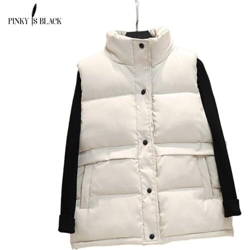 PinkyIsBlack 2021 Women Sleeveless Vest Winter Warm Plus Size 2XL Down Cotton Padded Jacket Female Mandarin Collar Waistcoat