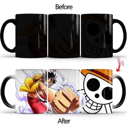 1Pcs New 350ml Cartoon Anime One Piece Color Changing Mugs Ceramic Milk Coffee Tea Cups Novelty Gift for Children Friends