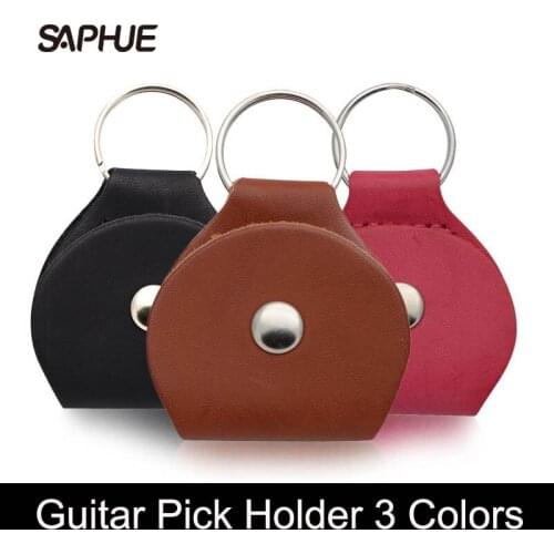 100pcs Guitar Plectrum Holder Pick Holder Bag High Quality Leather Black Brown Red
