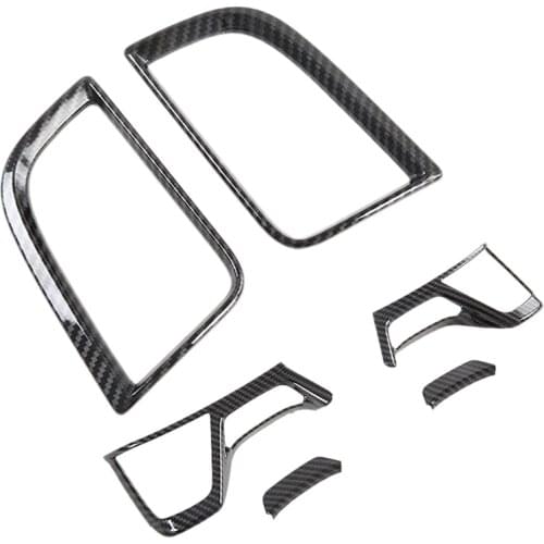 6 Pcs for Mitsubishi Pajero Sport 2020 Car Accessories, 2 Pcs 2 Air Outlet Frames & 4 Pcs Steering Wheel Cover