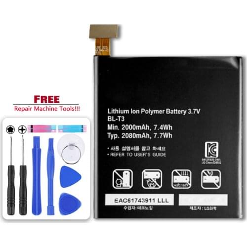 2000mAh BL-T3 Battery For LG P895 F100 F100L F100S VS950 Optimus Vu BL T3 Battery Replacement With Repair Tools