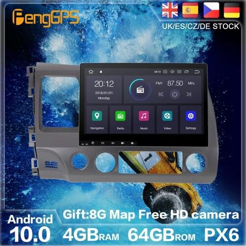 Android 10 PX6 For Honda Civic 2006 - 2012 Carplay DSP GPS Navigation Auto Radio Stereo Car DVD Multimedia Player HeadUnit 2DIN