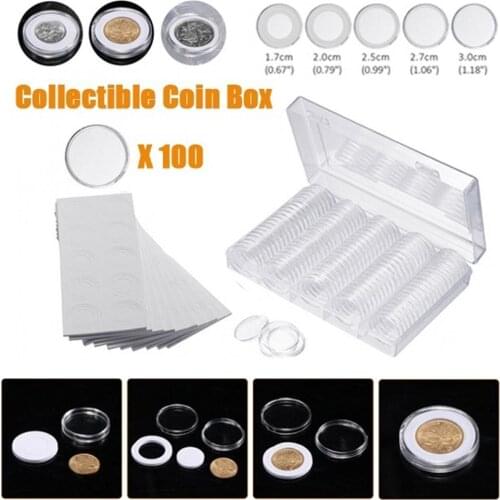 Coin Holder Round Transparent Clear Capsules Collect Case For 17/20/25/27/30mm