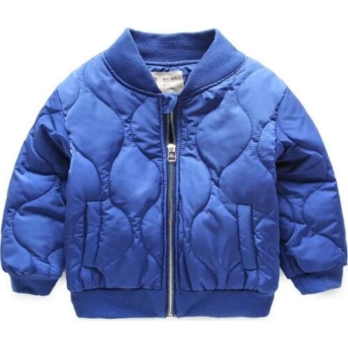 Winter autumn Kids Thick cotton Keep warm Coat Fashion casual Boy girl Outerwear Jacket toddler clothes Solid color Stand collar