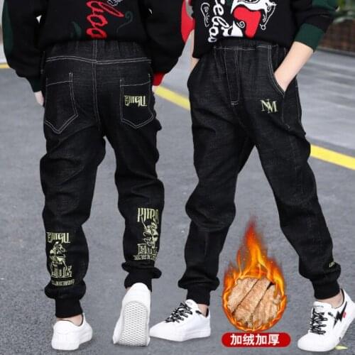 Children jeans boys cotton jeans 3-13Y teenage Winter velvet denim trousers baby boys casual pants kids fashion denim pants pant
