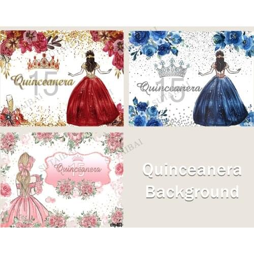Photo Backdrop Sweet 15 Birthday Quinceanera Decorations Crown Photography Background Photophone Photo Studio Props
