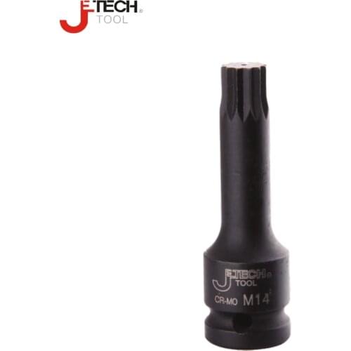 Jetech long 1/2inch dr. 12 point deep impact socket bit driver M5 M6 M8 M10 M12 M14 M16 M18 black Cr-Mo alloy steel for air tool