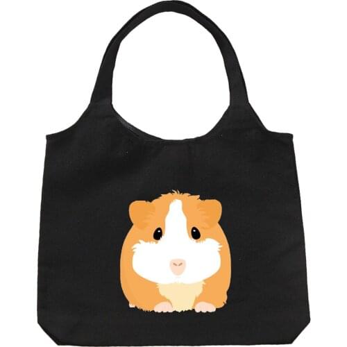Guinea Pig Print Canvas Totes Fashion Simlple Animals Shopping Bag Cotton Women Girls Cute Harajuku Life Casual Pacakge New Tote