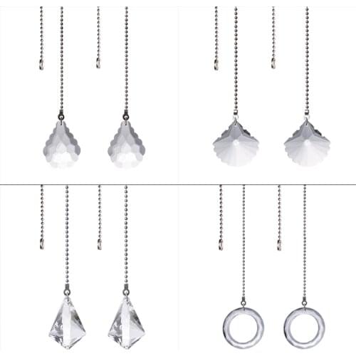 2 Sets Crystal Ceiling Fan Lamp Pulls Chain Extender Home Decor Metal Lighting Chandelier Zipper Connector Home Wedding