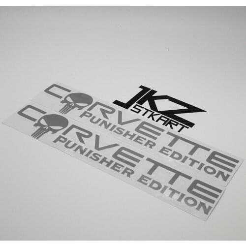 JKZ STKART 2 Pa Vinyl Die Cut Car Sticker Decal Corvette Punisher Edition 20 x 3.5 cm Motor Bike Laptop Helmet Stickers