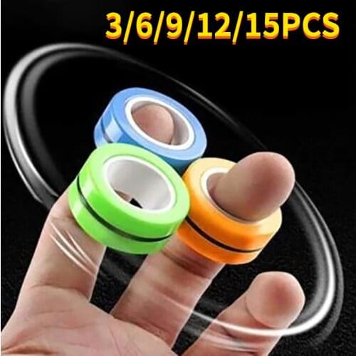 3-15PCS Anti-Stress Finger Magnetic Rings Kids Decompression Fingertip Toys Magic Ring Props Tool For Autism ADHD Anxiety Relief