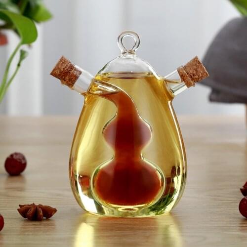 Kitchen Supplies Cruets Oil Vinegar 2 in 1 Glass Jar Oil and Vinegar Dispenser sauce bottle oil dispenser bottle