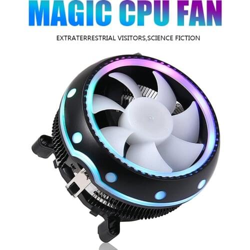 POHIKS 1pc RGB LED CPU Fan Cooler Silent 3 Pins PC Computer Case Fan Cooling Heatsink For Intel LGA 1156/1155/1151/AM3