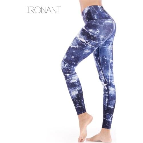 Tie Dye Ombre Printed Yoga Leggings Pant Pocket Stretchy Sports Tights Women Running Trousers Workout Fitness Sportswear