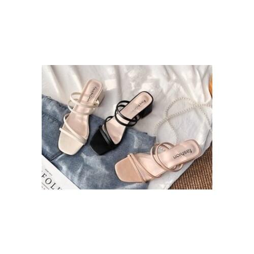 Summer womens sandals womens high-heeled slippers casual open-toe shoes