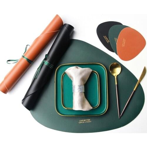 Fashion Ins Leather Placemat Pvc Waterproof Oil Proof Table Mat Hotel Home Non-Slip Insulation Pads Placemats for Dining Table