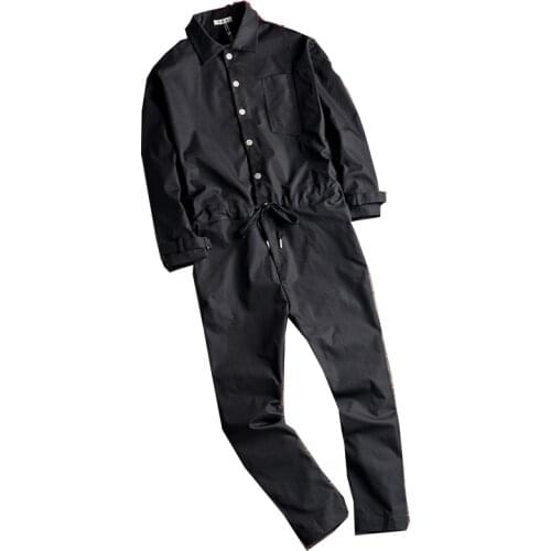 Mono de manga larga con solapa para hombre, pantalones Cargo cómodos informales de Hip Hop, holgados, ropa de calle, monos verde