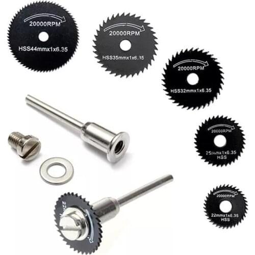 6pcs Mini Circular Saw Blade Set HSS Cutting Disc Rotary Tool Accessories Compatialble for Dremel - Wood Plastic Aluminum