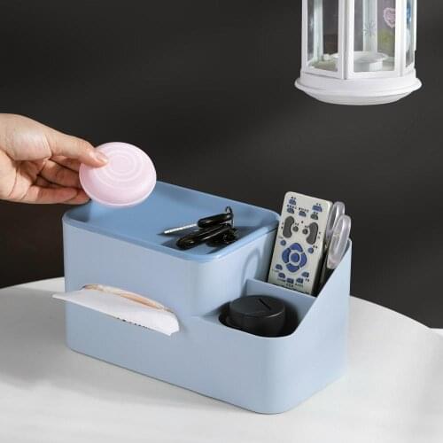 Desktop Storage Box Case Tissue Box Napkin Holder Smartphone Holder Cosmetics Storage Rack Remote Control Makeup Organizer