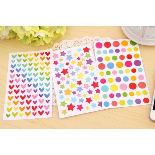 6 Pcs / set New South Korea paper Stickers Cute loving heart/dot/star/Diary Photo Album Stickers toy