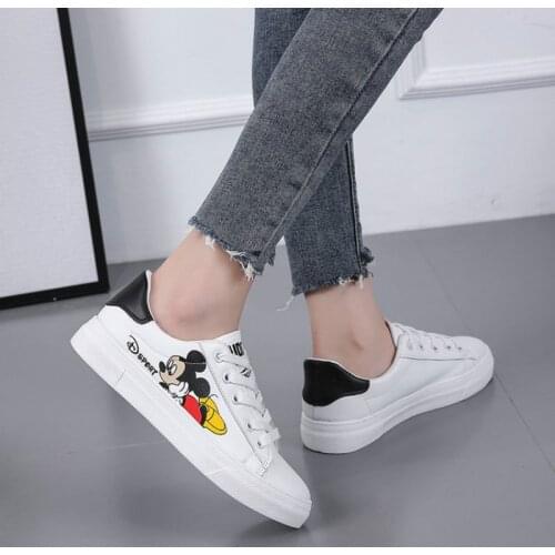 Disney spring new white shoesboys cartoon Mickey mouse girls thick bottom stitching Mickey casual sports shoes
