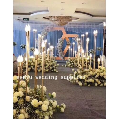 New style tall heads LED candle light walkway stand for wedding event stage decoration senyu0190