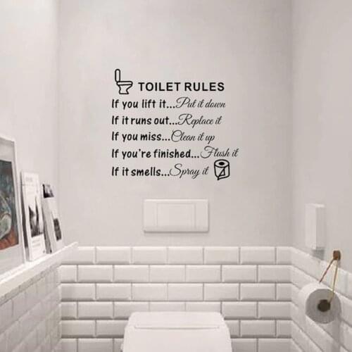 Removable Self Adhesive Decals DIY Wall Sticker Door Vinyl Art Modern Bathroom Home Decor Glass Toilet Rules Waterproof Mural
