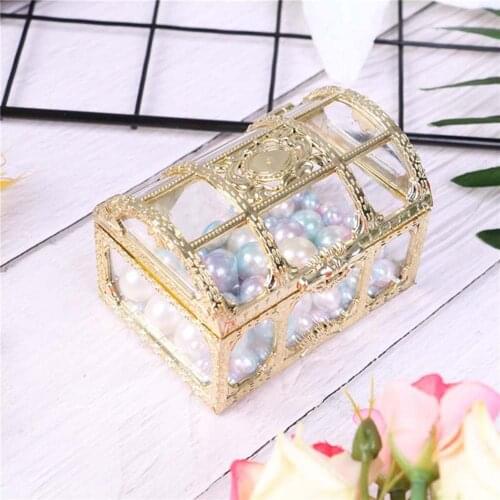 Jewelry Box Gold Candy Ring Earrings Necklace Box Case Gift Birthday Party Wedding Decor Jewelry Packaging Bead Storage